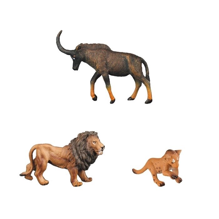 Набор фигурок "Мир диких животных": лев, львенок, антилопа (набор из 3 фигурок от компании Интернет-гипермаркет «MALL24» - фото 1
