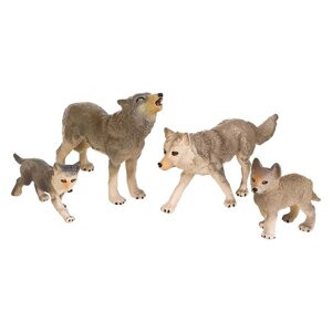 Набор фигурок "Мир диких животных: семья серых волков", 4 фигурки