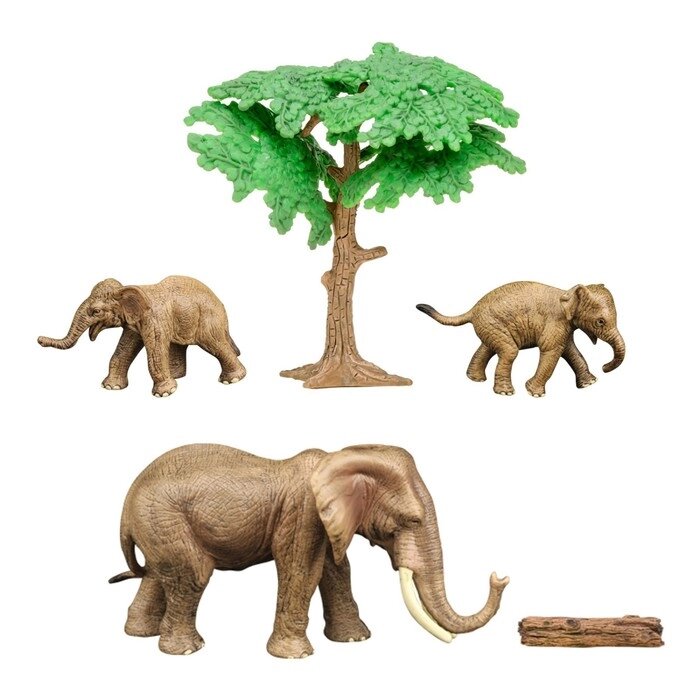 Набор фигурок "Мир диких животных": семья слонов, 5 предметов от компании Интернет-гипермаркет «MALL24» - фото 1