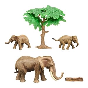Набор фигурок "Мир диких животных"семья слонов, 5 предметов