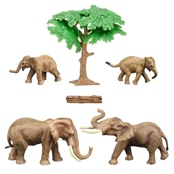 Набор фигурок "Мир диких животных": семья слонов, 6 предметов от компании Интернет-гипермаркет «MALL24» - фото 1