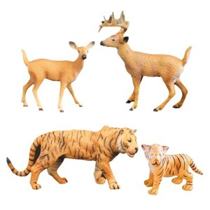 Набор фигурок "Мир диких животных"семья тигров и семья оленей, 4 предмета