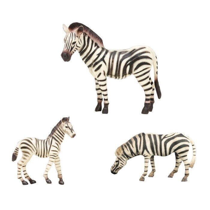 Набор фигурок "Мир диких животных": семья зебр, 3 предмета от компании Интернет-гипермаркет «MALL24» - фото 1