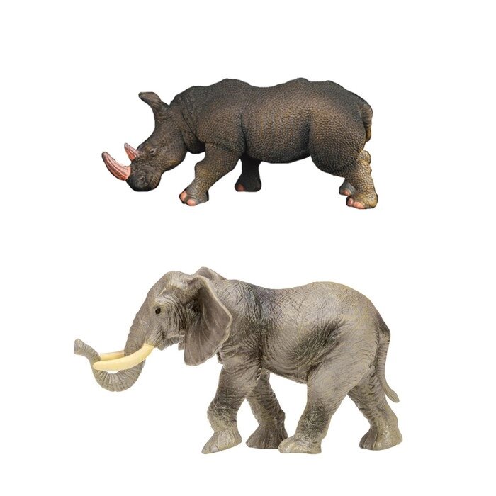 Набор фигурок "Мир диких животных": слон и носорог, 2 предмета от компании Интернет-гипермаркет «MALL24» - фото 1