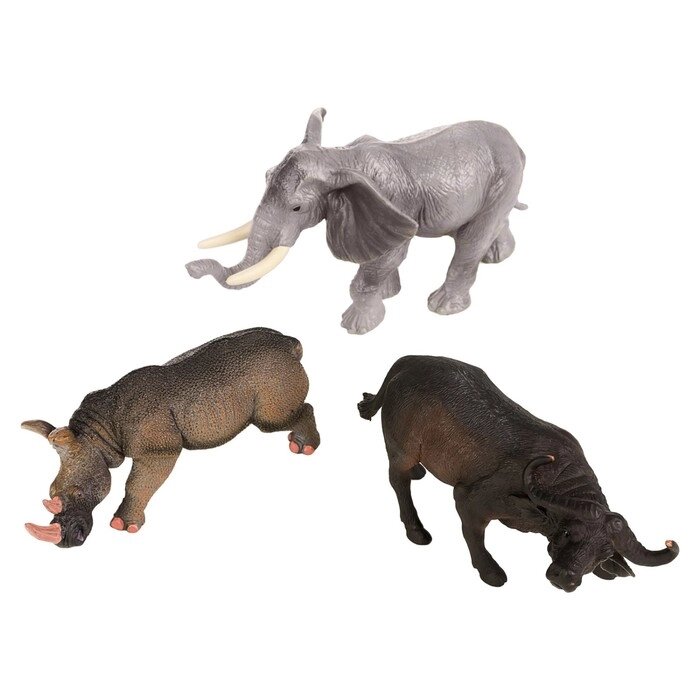 Набор фигурок "Мир диких животных": слон, носорог, буйвол, 3 фигурок от компании Интернет-гипермаркет «MALL24» - фото 1