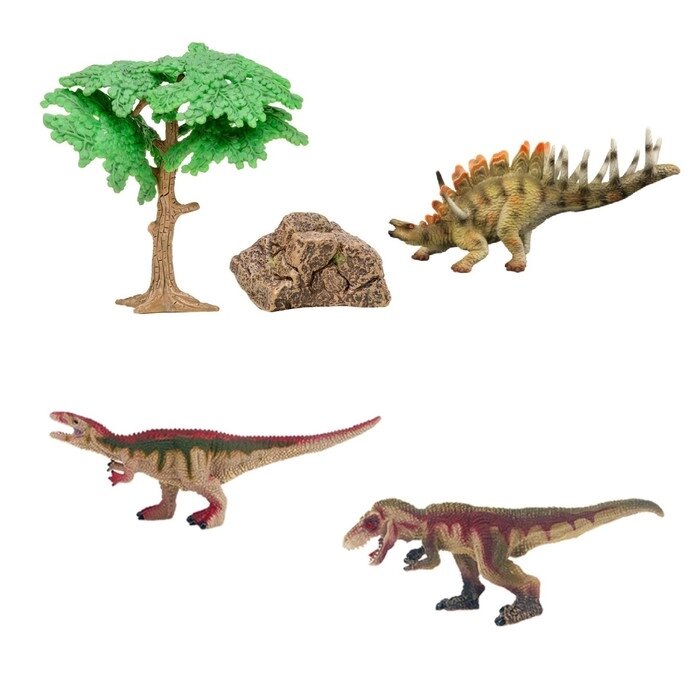 Набор фигурок "Мир динозавров": акрокантозавр, кентрозавр, велоцираптор 5 предметов от компании Интернет-гипермаркет «MALL24» - фото 1
