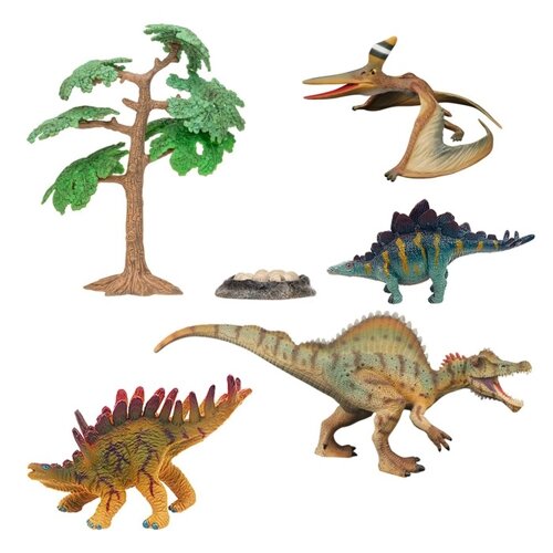 Набор фигурок "Мир динозавров"cтегозавр, птеродактиль, спинозавр, кентрозавр 6 предметов 1005131