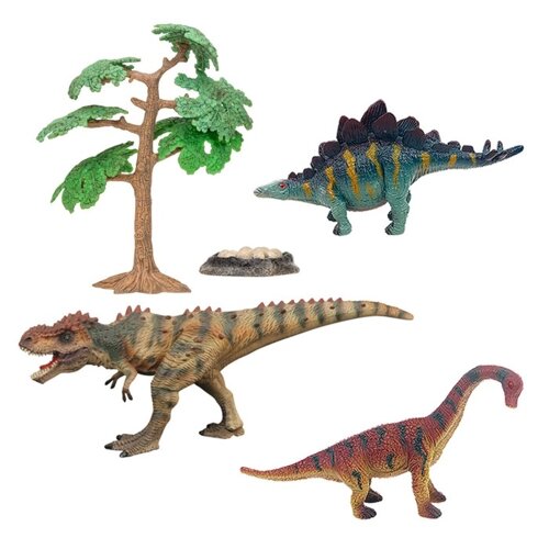 Набор фигурок "Мир динозавров"стегозавр, тираннозавр, брахиозавр 5 предметов