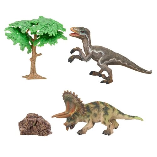 Набор фигурок "Мир динозавров"трицератопс, троодон 4 предметов