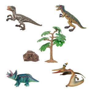 Набор фигурок "Мир динозавров"трицератопс, троодон, птеродактиль, тираннозавр 6 предметов 100513