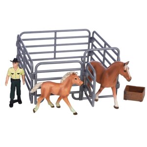 Набор фигурок "Мир лошадей"лошадь и жеребенок, рейнджер, ограждение, 5 предметов