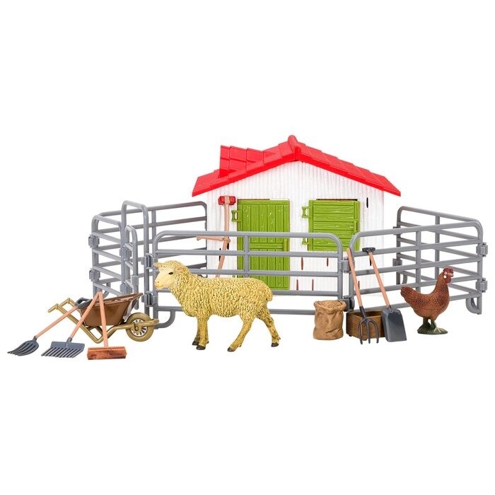 Набор фигурок: овца, курица, инвентарь, 14 предметов от компании Интернет-гипермаркет «MALL24» - фото 1