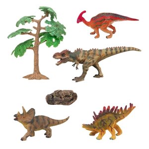 Набор фигурок: паразвролопхус, трицератопс, тираннозавр, кентрозавр 6 предметов