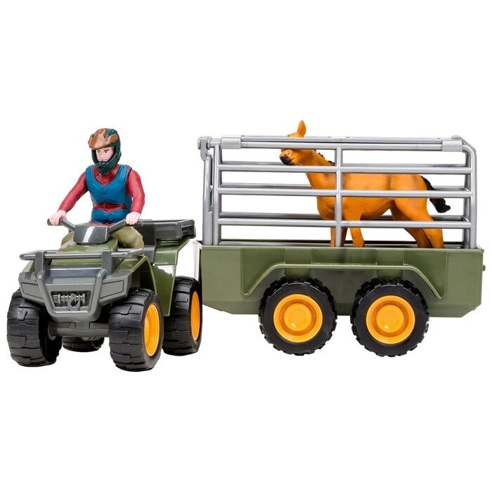 Набор фигурок "Перевозка животных": машинка, фермер, лошадь от компании Интернет-гипермаркет «MALL24» - фото 1