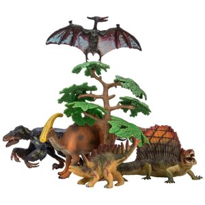 Набор фигурок: птеродактиль, паразауролоф, троодон, кентрозавр, диментродон, 6 предметов