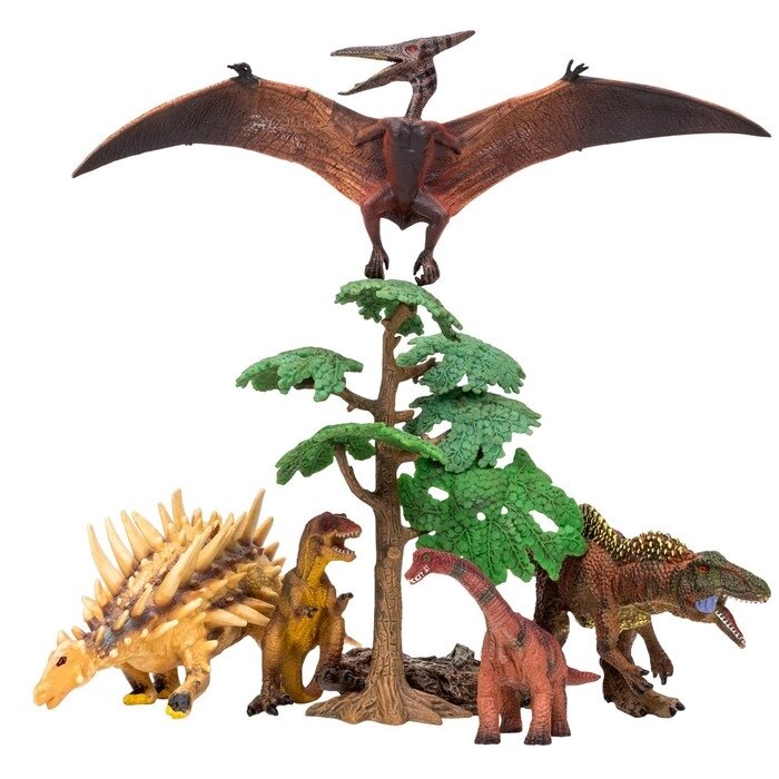Набор фигурок: птеродактиль, полакантус, цератозавр, тираннозавр мини, 7 предметов от компании Интернет-гипермаркет «MALL24» - фото 1