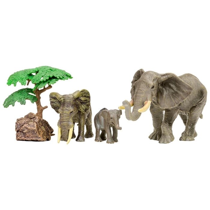 Набор фигурок: семья слонов, 5 предметов от компании Интернет-гипермаркет «MALL24» - фото 1