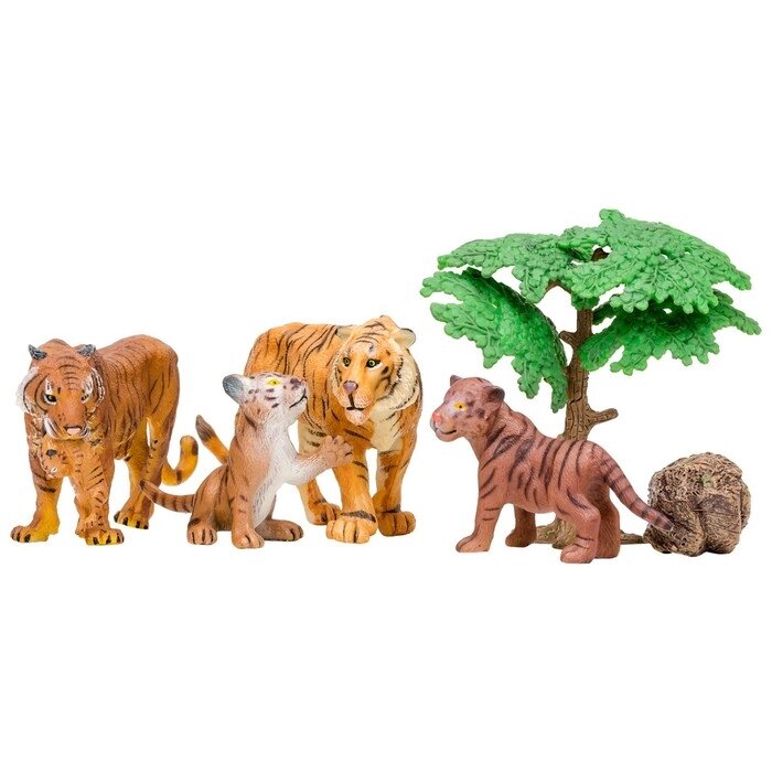Набор фигурок: семья тигров, 6 предметов от компании Интернет-гипермаркет «MALL24» - фото 1