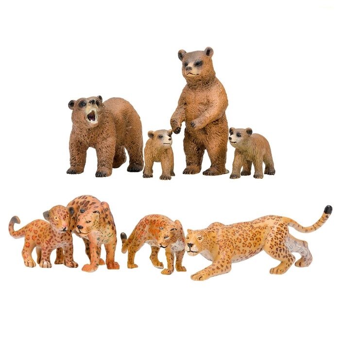 Набор фигурок: семья ягуаров и семья медведей, 8 предметов от компании Интернет-гипермаркет «MALL24» - фото 1