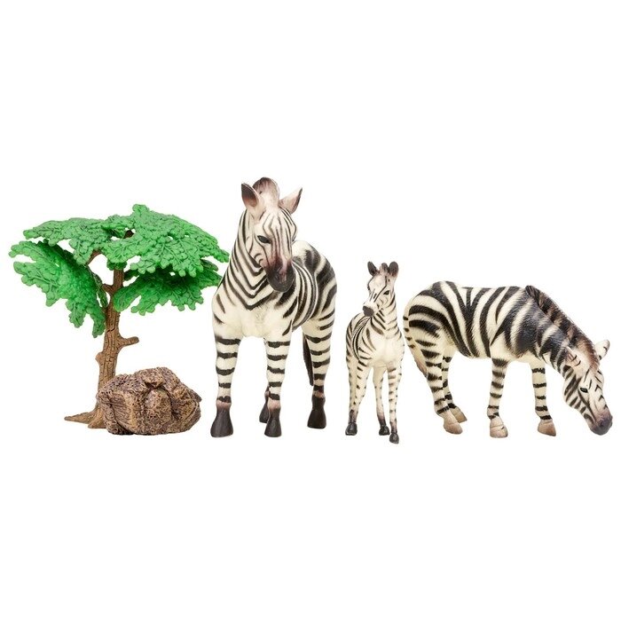 Набор фигурок: семья зебр, 5 предметов от компании Интернет-гипермаркет «MALL24» - фото 1