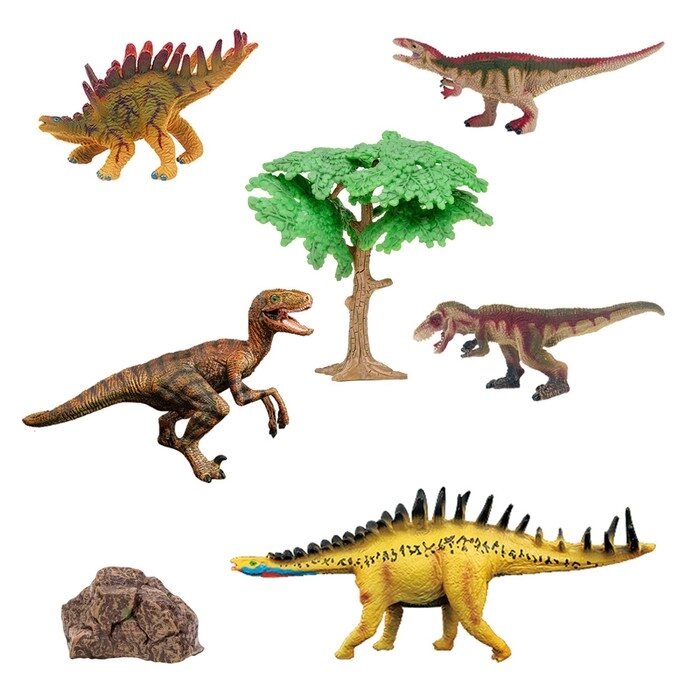 Набор фигурок: стегозавр, акрокантозавр, велоцираптор, кентрозавр, тираннозавр 7 предметов   1005130 от компании Интернет-гипермаркет «MALL24» - фото 1