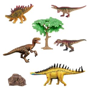 Набор фигурок: стегозавр, акрокантозавр, велоцираптор, кентрозавр, тираннозавр 7 предметов 1005130