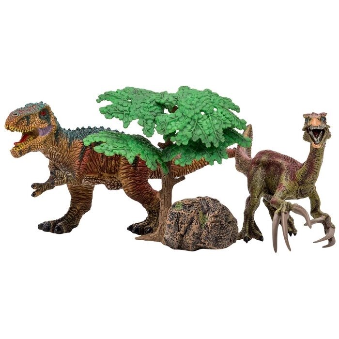Набор фигурок: тираннозавр, теризинозавр, 4 предмета от компании Интернет-гипермаркет «MALL24» - фото 1