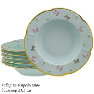 Набор глубоких тарелок Lenardi "Бабочки", 6 предметов, d=21.5 см