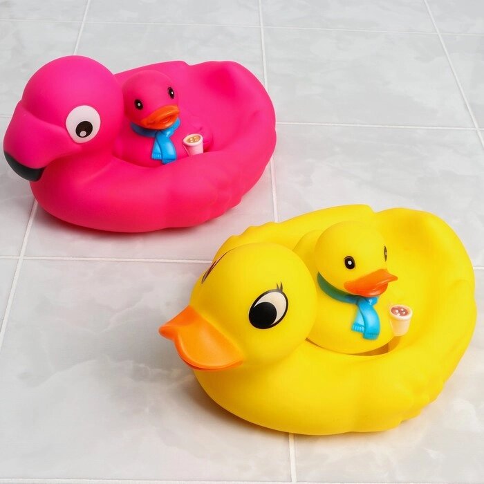 Набор игрушек для игры в ванне "Фламинго/ Уточка": мыльница + игрушка 1 шт, виды МИКС от компании Интернет-гипермаркет «MALL24» - фото 1