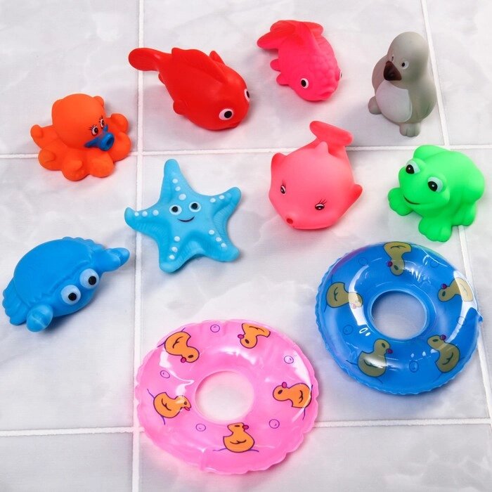 Набор игрушек для игры в ванне "Морские жители", 10 шт от компании Интернет-гипермаркет «MALL24» - фото 1