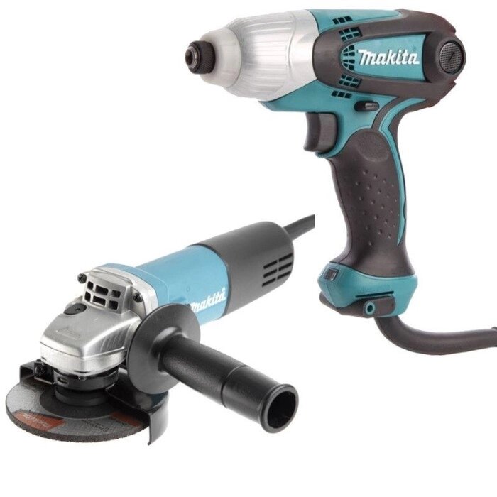 Набор инструмента УШМ + дрель ударная Makita DK0169, 125 мм 9555HN + TD0101 от компании Интернет-гипермаркет «MALL24» - фото 1