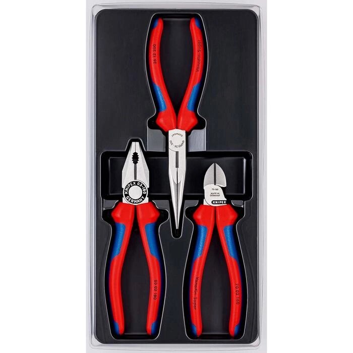 Набор инструментов KNIPEX KN-002011, диэлектрических, 3 шт, двухкомпонентные рукоятки от компании Интернет-гипермаркет «MALL24» - фото 1