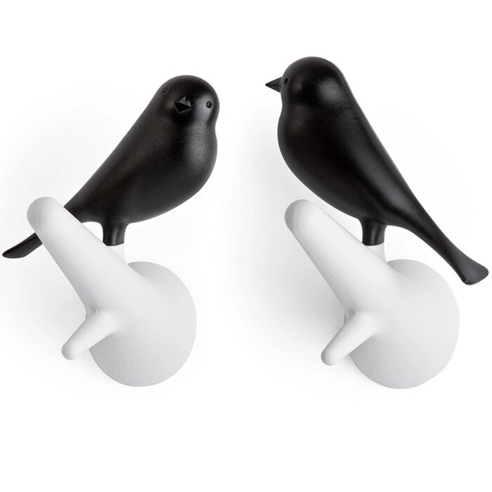 Набор из 2-х вешалок настенных Sparrow, цвет белый / чёрный от компании Интернет-гипермаркет «MALL24» - фото 1