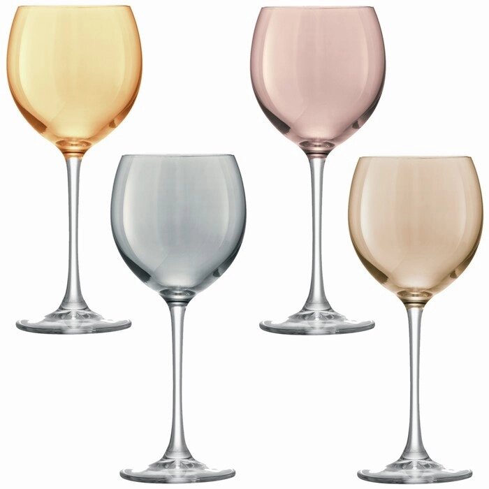 Набор из 4 бокалов для вина Polka, 400 мл, металлик от компании Интернет-гипермаркет «MALL24» - фото 1