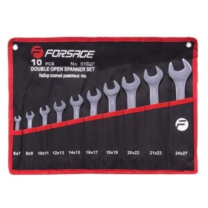 Набор ключей рожковых Forsage F-5102P, 6x7 мм-24х27 мм, 10 предметов, на полотне