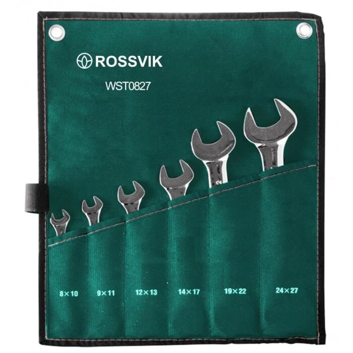 Набор ключей рожковых ROSSVIK ЕК000013062, 8-27 мм, 6 штук от компании Интернет-гипермаркет «MALL24» - фото 1