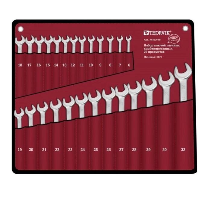 Набор ключей W3S26TB Thorvik 52610, комбинированных, серии ARC, в сумке, 6-32 мм, 26 предметов   592 от компании Интернет-гипермаркет «MALL24» - фото 1