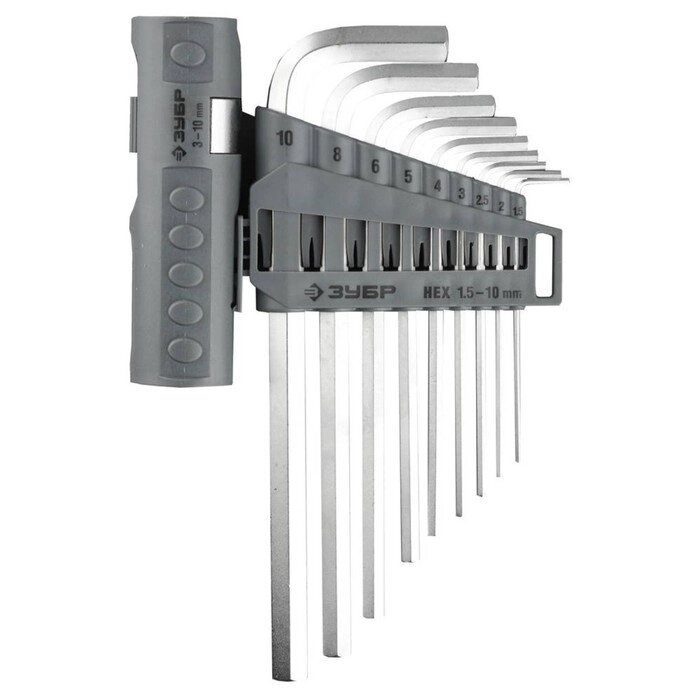 Набор ключей ЗУБР 2745-3-1, имбусовые длинные, Cr-Mo, HEX 1.5-10 мм, 9 предметов от компании Интернет-гипермаркет «MALL24» - фото 1