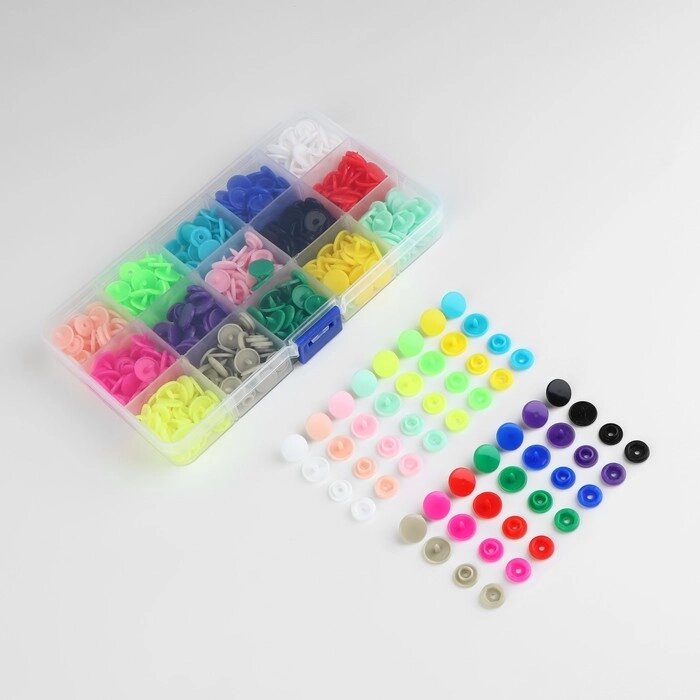 Набор кнопок d12мм 10цветов по 15шт в боксе 17,5*10*2,2см пластик АУ от компании Интернет-гипермаркет «MALL24» - фото 1