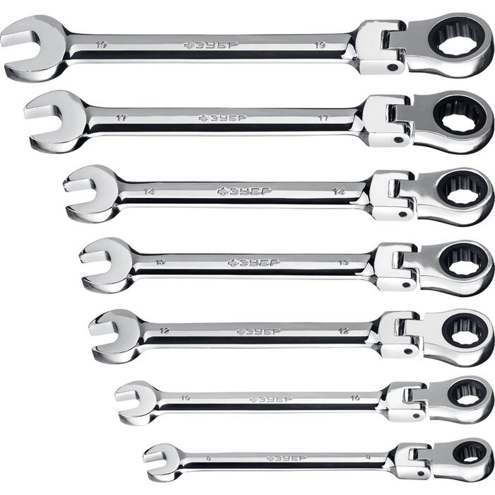 Набор комбинированных гаечных ключей ЗУБР 27101-H7, 7 шт, 8 - 19 мм от компании Интернет-гипермаркет «MALL24» - фото 1