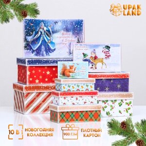 Набор коробок 10 в 1 "Сказочного Нового года", 30,5 х 20 х 13 - 12 х 6,5 х 4 см