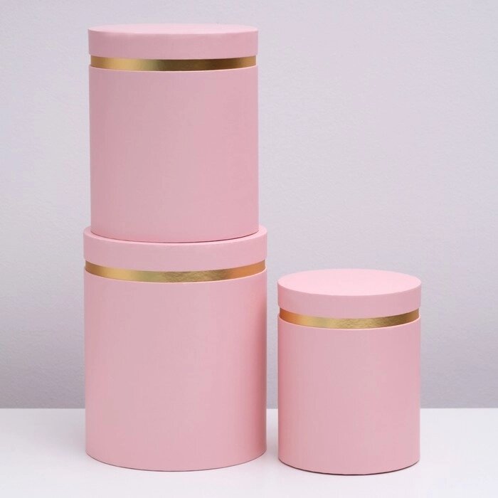 Набор коробок 3 в 1, круглый, розовый, 25 х 21 х 21 - 20 х 16 х 16 см от компании Интернет-гипермаркет «MALL24» - фото 1