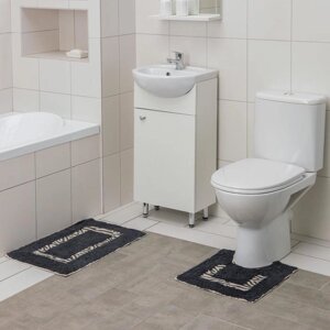 Набор ковриков для ванны и туалета Доляна "Зебра", 2 шт: 4040, 4060 см, 900 г/м2, 100% хлопок