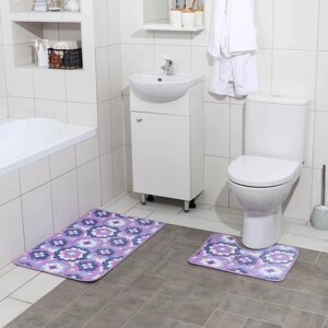 Набор ковриков для ванны и туалета "Фиолетовые цветы", 2 шт: 4050, 5080 см