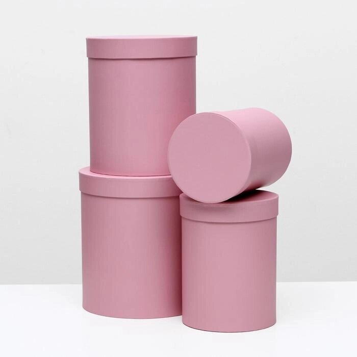 Набор круглых коробок 4 в 1 23 х 23 х 25 - 15 х 15 х 20 см Розовый от компании Интернет-гипермаркет «MALL24» - фото 1