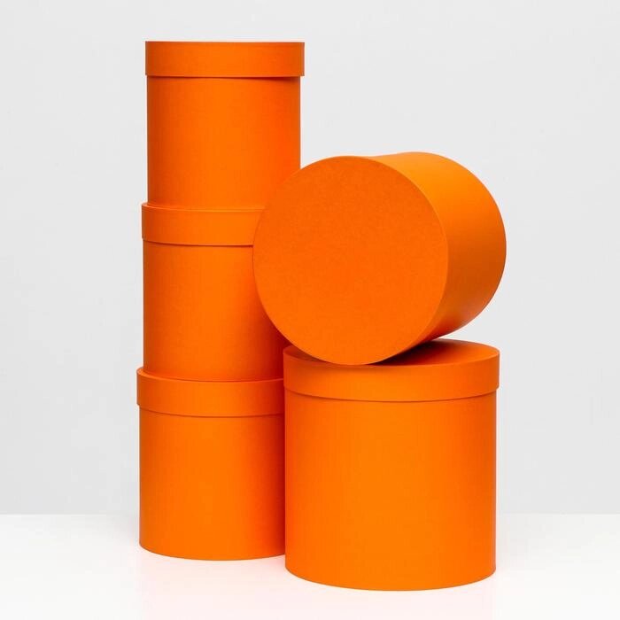 Набор круглых коробок 5 в 1 "Краски", оранжевый, 25 х 25 х 25 - 19 х 19 х 19 см от компании Интернет-гипермаркет «MALL24» - фото 1