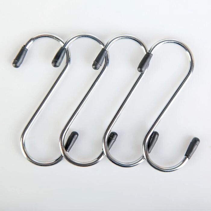 Набор крючков для рейлинга Доляна, d=2,5 см, 8 см, 4 шт, цвет хром от компании Интернет-гипермаркет «MALL24» - фото 1
