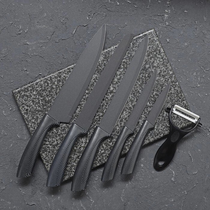 Набор кухонных ножей "Гипноз", 6 предметов, цвет чёрный от компании Интернет-гипермаркет «MALL24» - фото 1