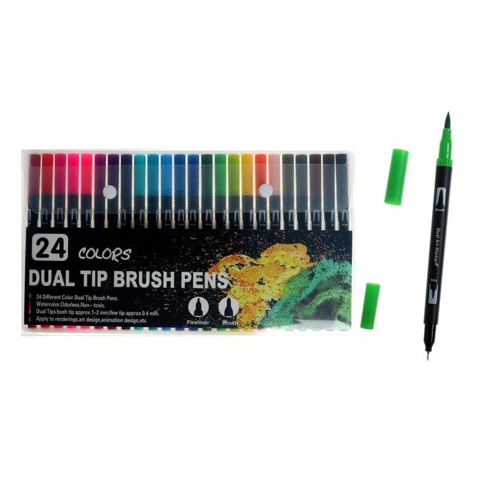 Набор маркеров профессиональных двусторонних 24 штуки/24 цвета от компании Интернет-гипермаркет «MALL24» - фото 1