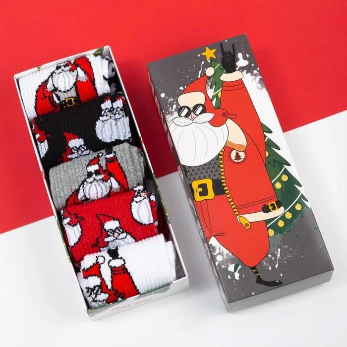 Набор мужских носков KAFTAN "Санта" 5 пар, р-р 41-44 (27-29 см) от компании Интернет-гипермаркет «MALL24» - фото 1